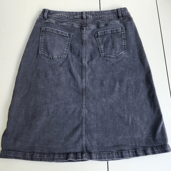Liz Claiborne Womens Black Denim Skirt A-line Classic Midi Stretch Sz 14 - Picture 11 of 12